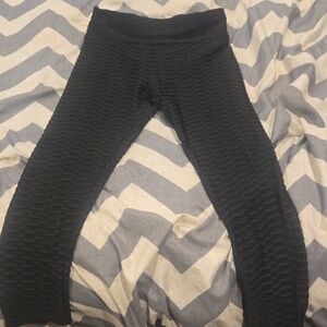Black Textured Leggings